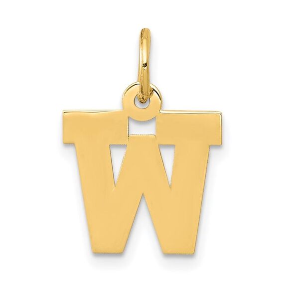 14k Yellow Gold, Amanda Collection, Small Block Initial W Pendant - Picture 1 of 5